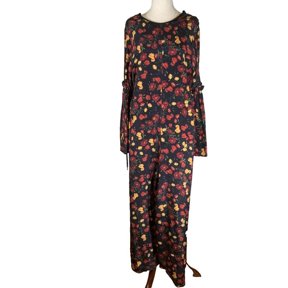 MOTHER OF PEARL Floral Jumpsuit Long Sleeves Elastic...